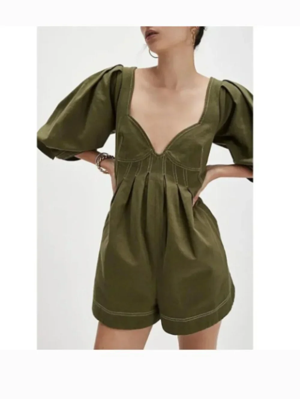 Free people Regret Me Romper Denim Twill Green Size 6